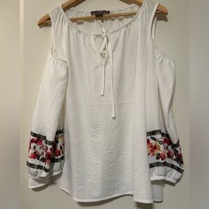 Floral Embroidered White Blouse